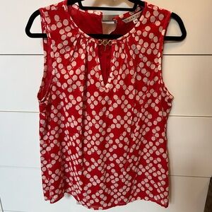Trina Turk Red Sleeveless Polka Dot Blouse
